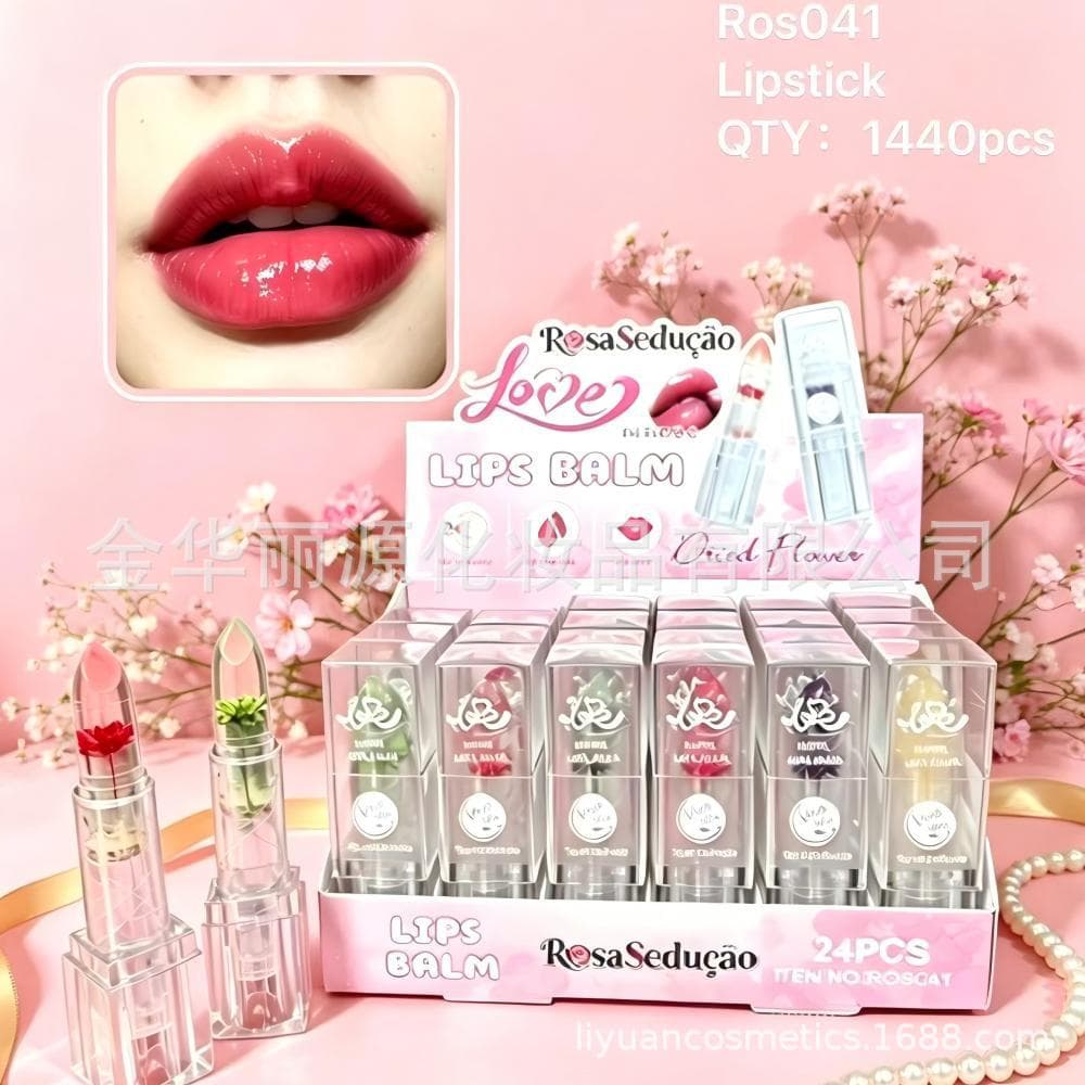 Moisturizing warm flower lipstick PH magic LIPSTICK withflower color changing dried flower lipstick