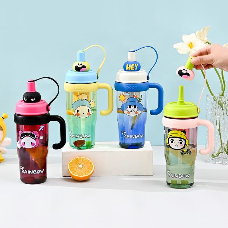 CupCreation Large Capacity Ice Master Cup, High-Aesthetic Women's Straw Water Cup, Portable with Handle and Tea Infuser for Flower Tea, Graduated Plastic Cup