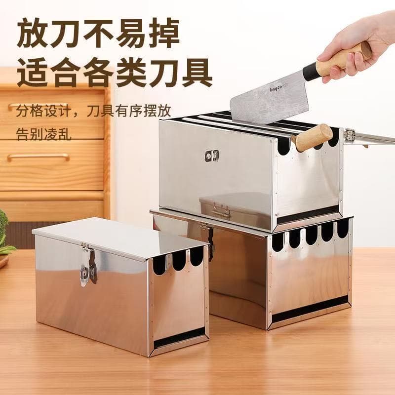 Stainless Steel Knife Holder Kitchen Knife Box with Lid Kitchen Storage Rack Knife Box with Lid Hotel Large Knife Stand Kitchen Knife Box Commercial Use