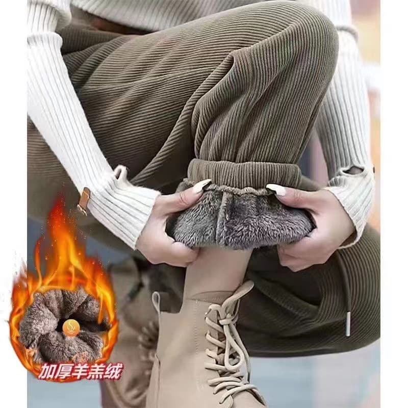 Chenille Fleece-Lined Thick Pants Women 2025 Autumn/Winter New Arrival Versatile Internet Celebrity Hit Tapered-Leg Casual Harem Pants