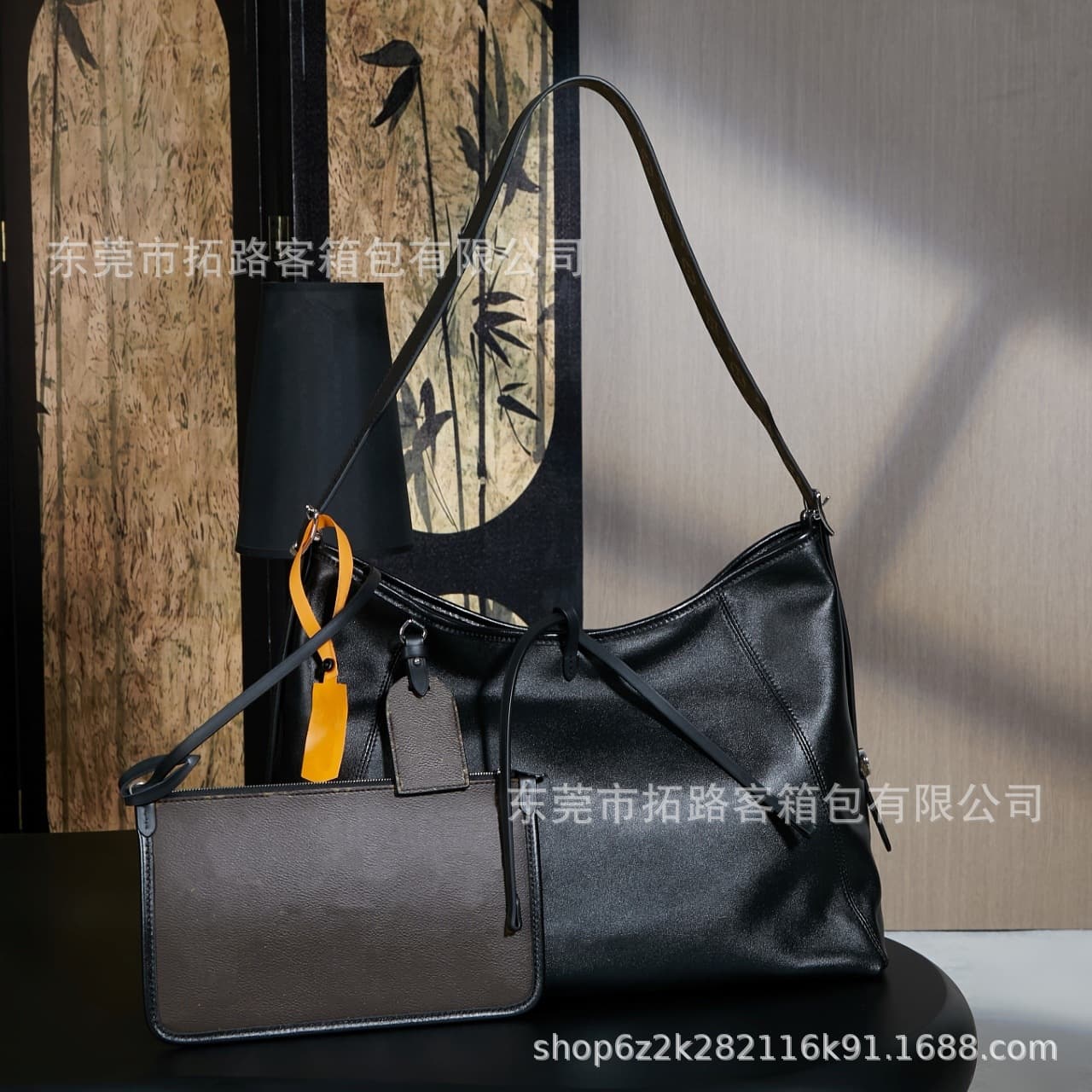 M&LV cross-border black warrior medium carryall lambskin shopping bag single shoulder crossbody tote bag big brand