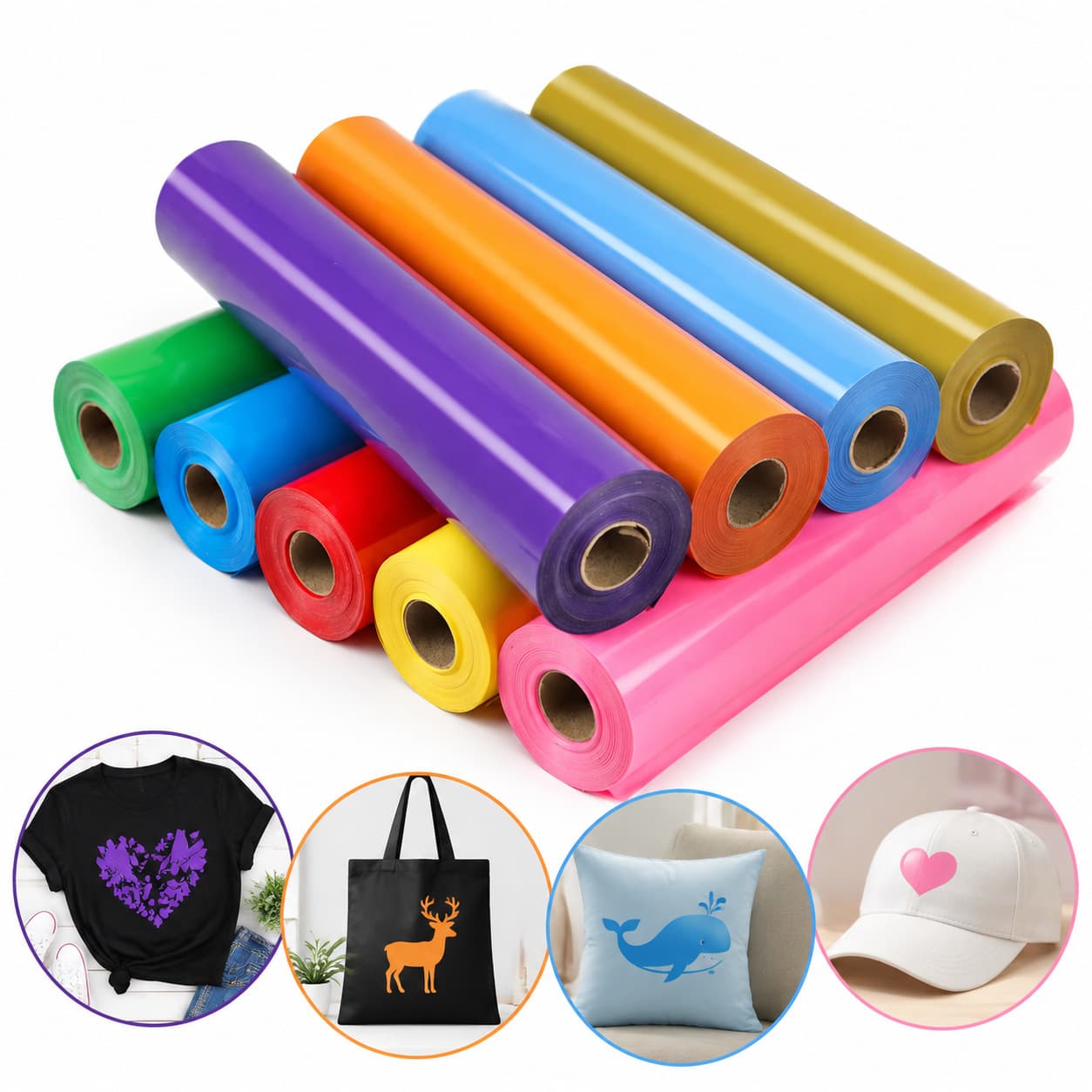HTV Heat Transfer Vinyl Bundle - 9 Pack 12'' x 3FT for Full Cutters Iron-On Vinyl