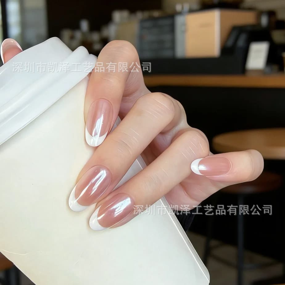 Wear Nails 2026 New Wear Nails Almond Nails Cross-border Wholesale Manicure Nail Tablets Cat Eye Almond Nails White French Style