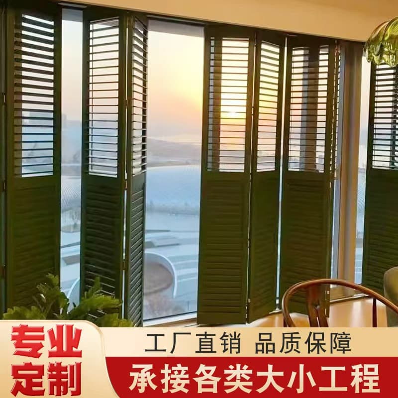 Strictly Selected Dongyang Wood Carving Solid Wood Louver Doors and Windows for Living Room, Office, Hotel Engineering Partition Folding Louver Doors and Windows