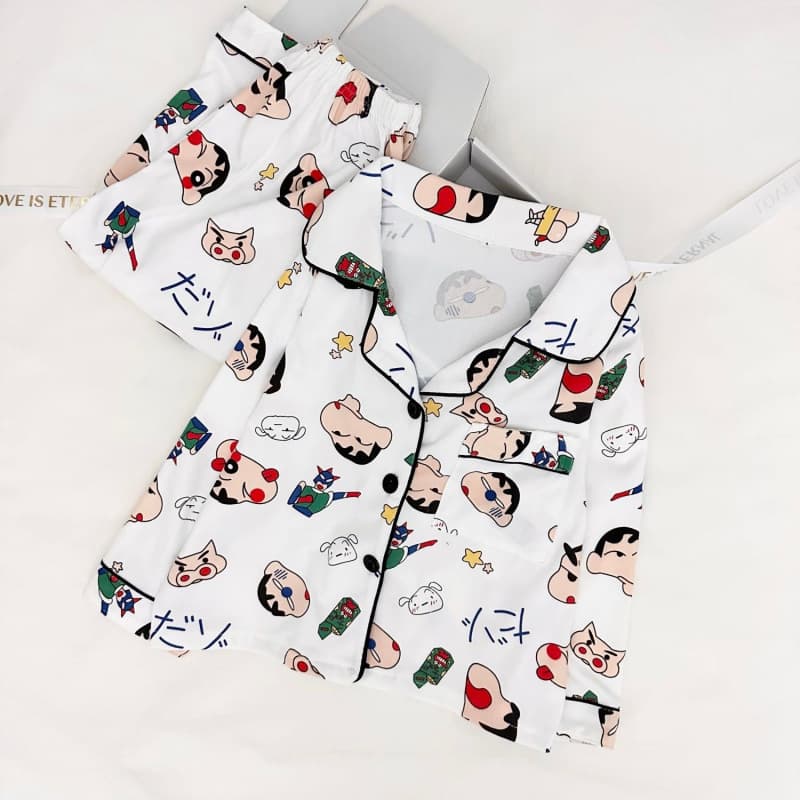 Crayon Shin-chan Cartoon Baby Pajamas 2024 Autumn/Winter Long-Sleeve Long-Pants Homewear for Kids Cute Style