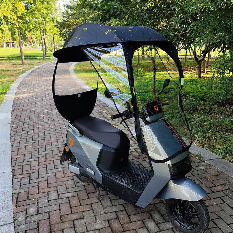 Electric Vehicle Rain Cover, Thickened Stainless Steel Motorcycle Sunshade, Sun Protection Umbrella for E-bike
