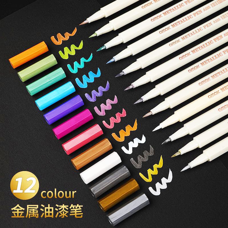 Super gold flash metal marker paint highlight pen graffiti craft pen Gundam model coloring touch-up paint pen