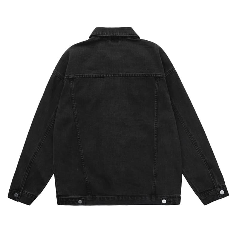 Autumn new American heavy-duty washed denim jacket loose off-shoulder trendy casual denim outer jacket for men