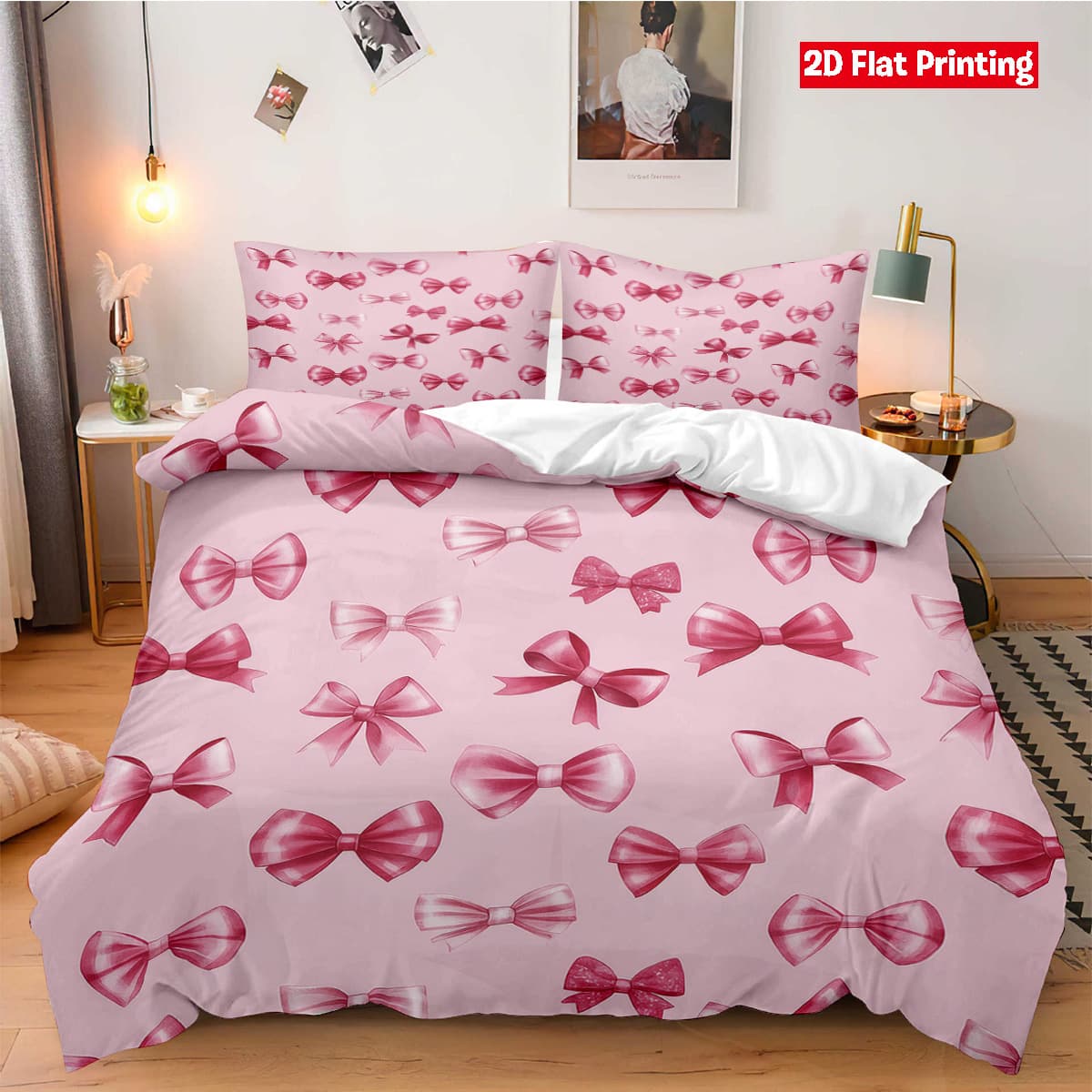 TEMU Bedding 3-Piece Set Valentine's Day Series 1 Decorative Bedroom Home Decor Bedding 3-Piece Set JIT Compatible