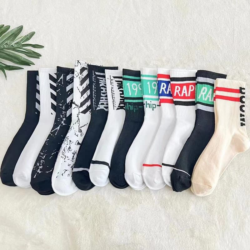 Versatile Simple Trendy Sports Socks for Women and Men, Personality AB Socks, Couple Mid-Calf Socks, Hip-Hop Skateboard Basketball Socks