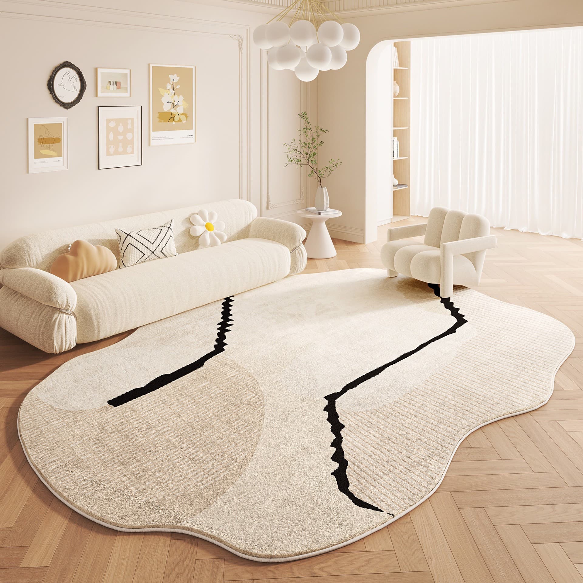 Minimalist Premium Faux Cashmere Living Room Stain-Resistant Easy-Care Sofa Throw, Bedside Mat for Bedroom Insulation, Lounge Area Crawling Mat