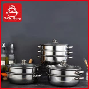 Stainless Steel Soup Steamer Pot Gift Promotional Multifunctional Double Layer Steamer Pot Cross-border Double Layer Steamer Pot Single Layer Soup Pot Hot Pot