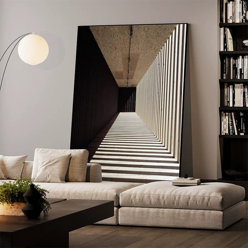 Italian minimalist spatial extension living room decorative painting, premium hand-painted oil painting, modern luxury entryway foyer wall art