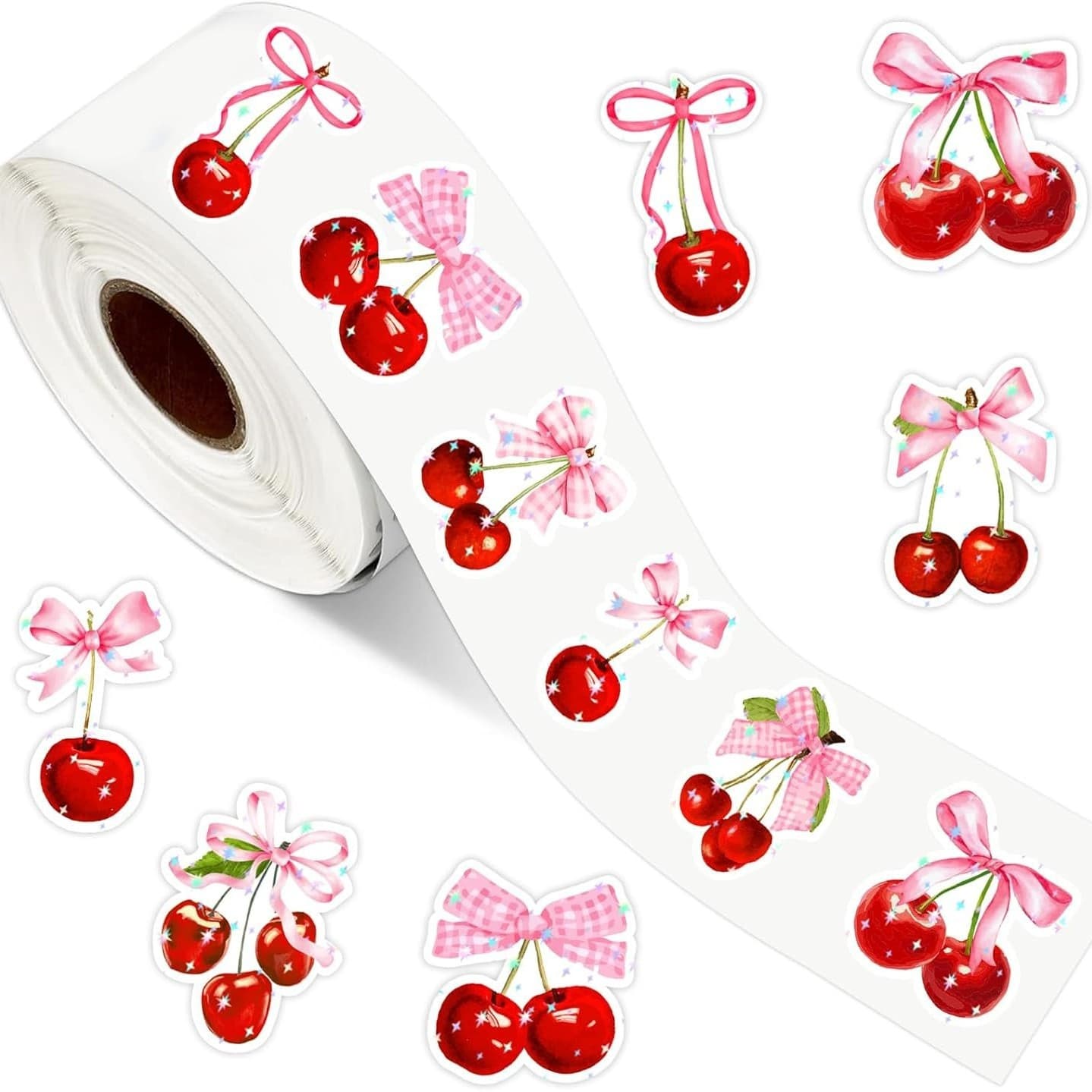 1.5 Inch Roll Cherry Fruit Decorative Thank You Sealing Sticker Handmade Holiday Decorative Sticker