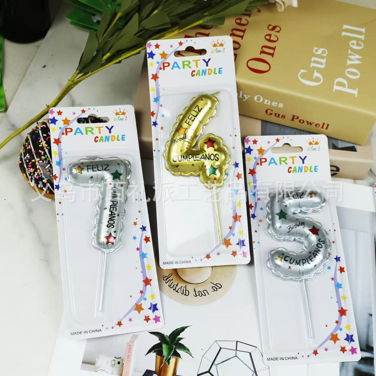 Chinese Valentine's Day Birthday Cake Aluminum Film Balloon Gold-plated Metal Rainbow Color Gradient Color Digital Candle