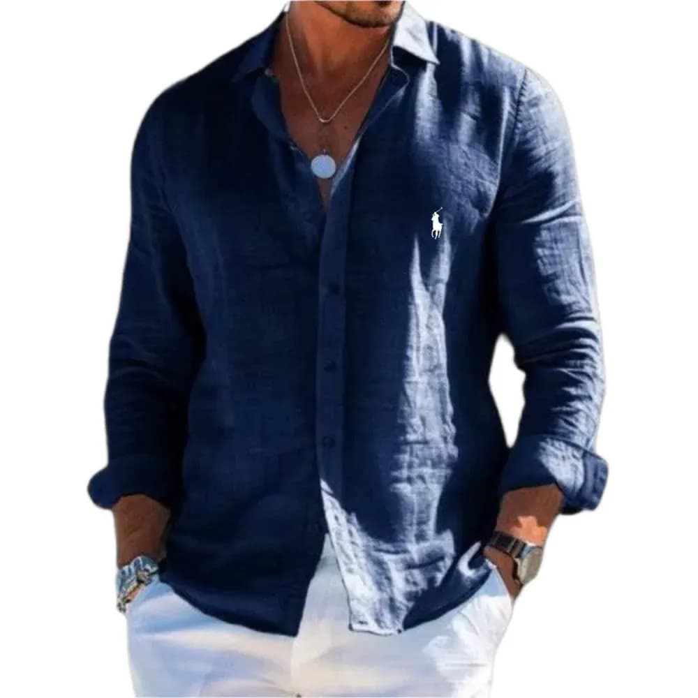 2025 European and American Amazon New 3D Printed Men's Rl Long-Sleeved Men's Shirts Hot Wholesale Casual and Versatile