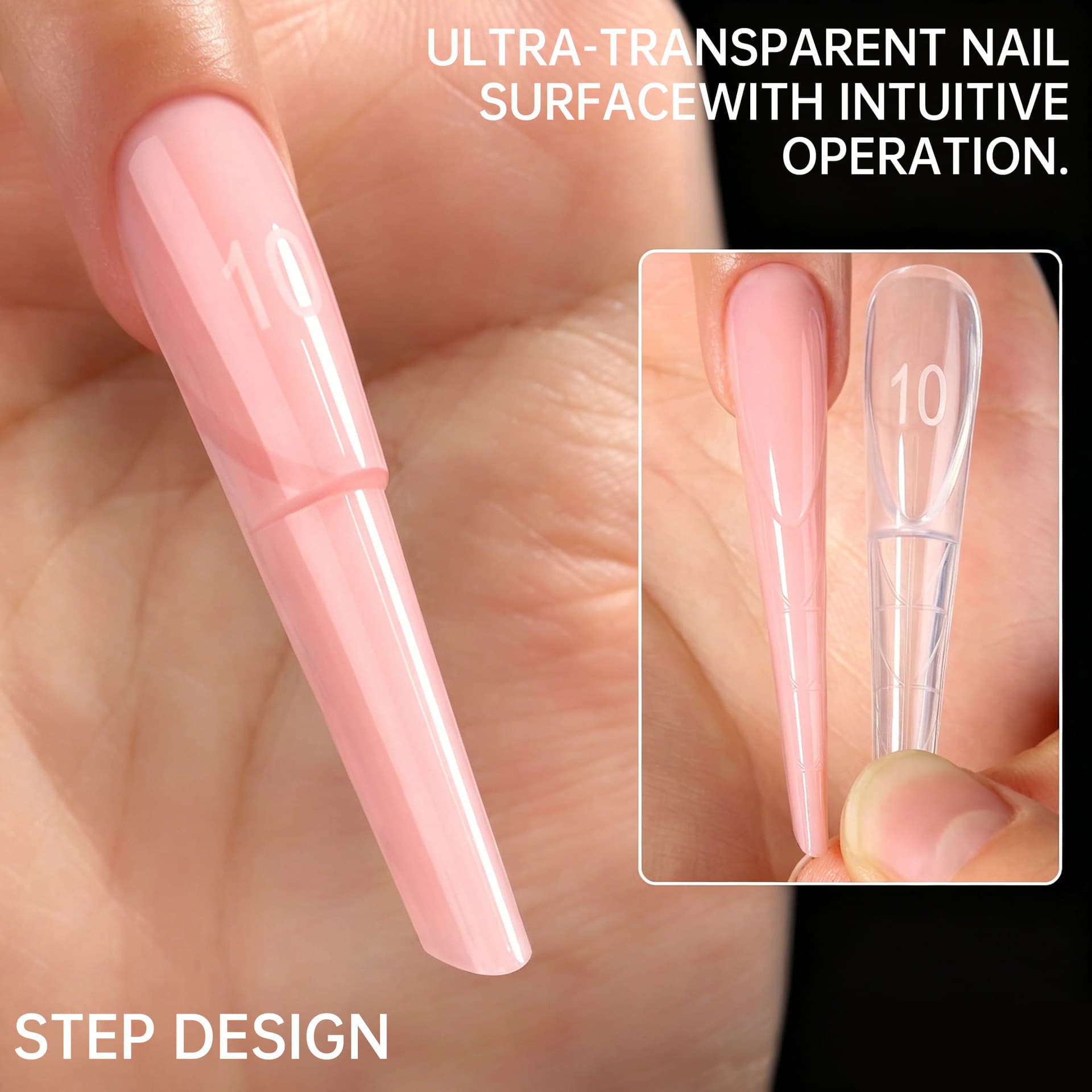 Graduated Step Design Quick Nail Extension Gel Mold Paperless Form Shaping No-Build Nail Tip Mold