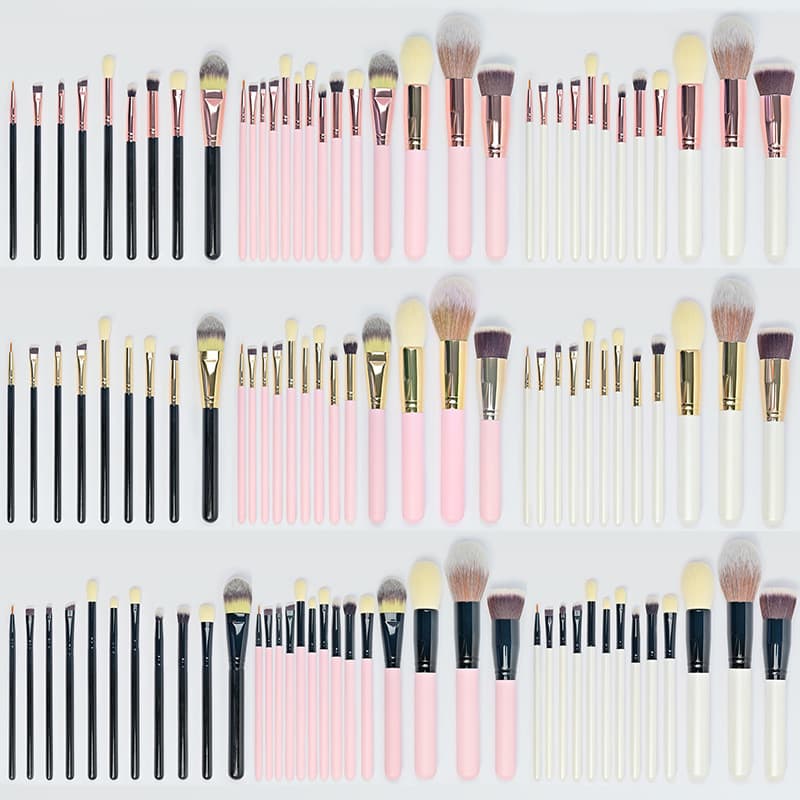 Wooden Handle Makeup Brush Set, DIY Makeup Brushes, Eyebrow Brush, No Logo, Multi-Color Makeup Brushes
