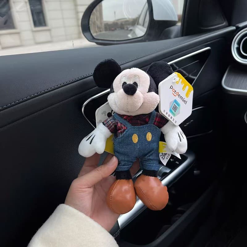 Authentic Denim Mickey and Minnie Car Seatbelt Shoulder Pads, Car Decoration, Anti-Neck Strain, Anti-Abrasion Clothing, New Car Gift