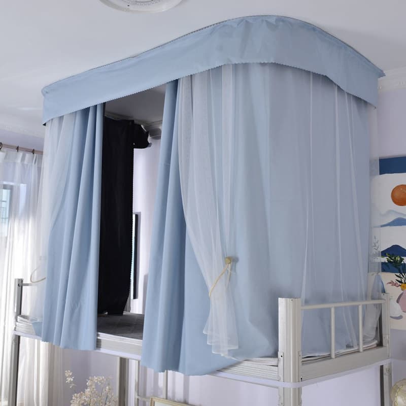 Dormitory Upper Bunk U-Shaped Track Bed Curtain Mosquito Net Integrated Strong Blackout Dark Curtain for Boys
