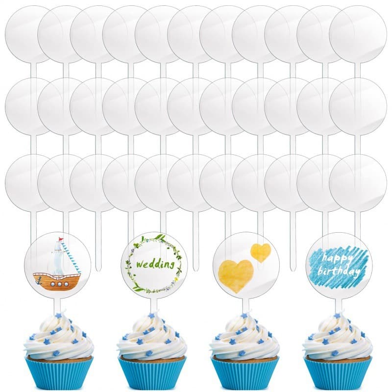 Blank Acrylic Cake Insert DIY Dessert Table Cupcake Sign Birthday Wedding Cake Decoration Ornaments
