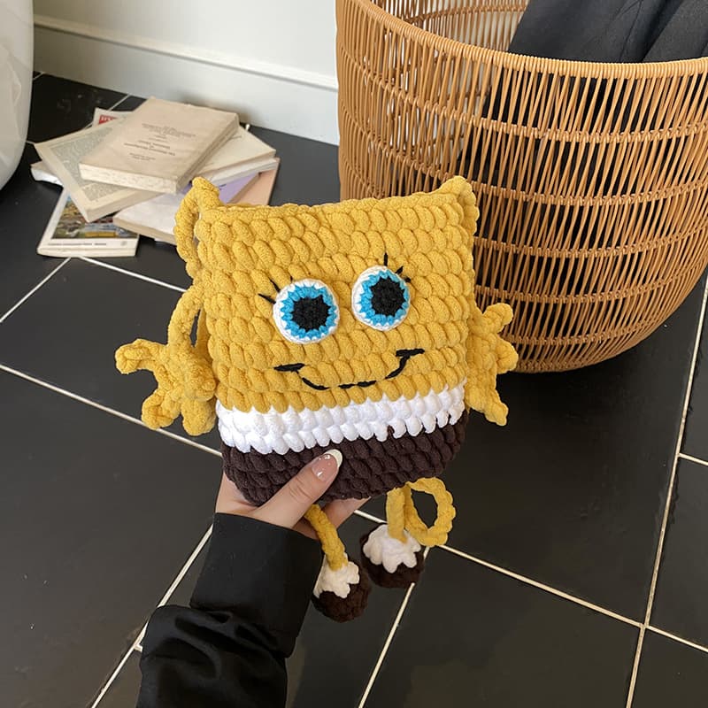 Handmade Crocheted Wool Bag New Cute Cartoon Casual Versatile Shoulder Crossbody Bag 2025 Funny Mobile Phone Bag