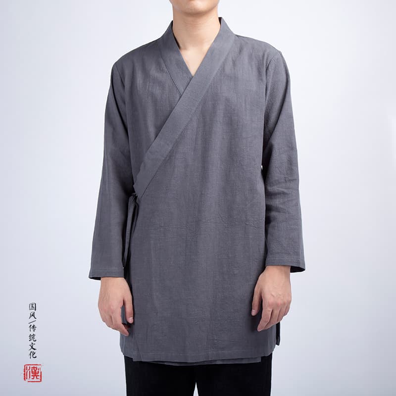 Chinese Style Men's Clothing Men's Mid-Length New Chinese Improved Hanfu Jacket Male Taoist Robe