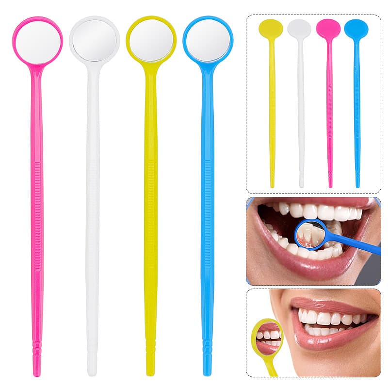 Dental disposable mouth mirror, color mouth mirror, PC anti-fog lens, care inspection mouth mirror, plastic mouth mirror, independent packaging
