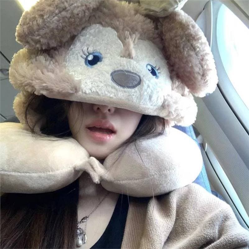 Sherry Miyake Hat Head Cover U-shaped Pillow Airplane Travel High-speed Rail Women's Autumn Winter Travel Pillow Neck Support Car Office