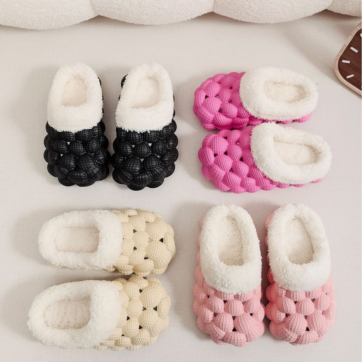 Wholesale Winter Anti-Slip Thick-Soled EVA Style Cute Warm Fleece-Lined Versatile Home Indoor/Outdoor Cotton Slippers