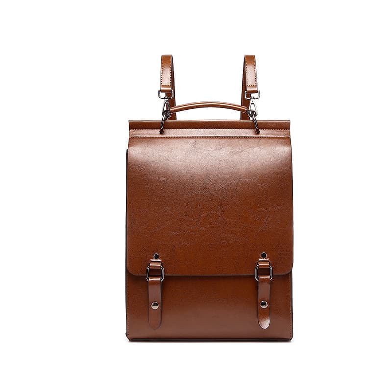 Genuine 2026 New Style Leather Backpack for Women, British Academic Style School Bag, Retro Laptop Backpack for College Students