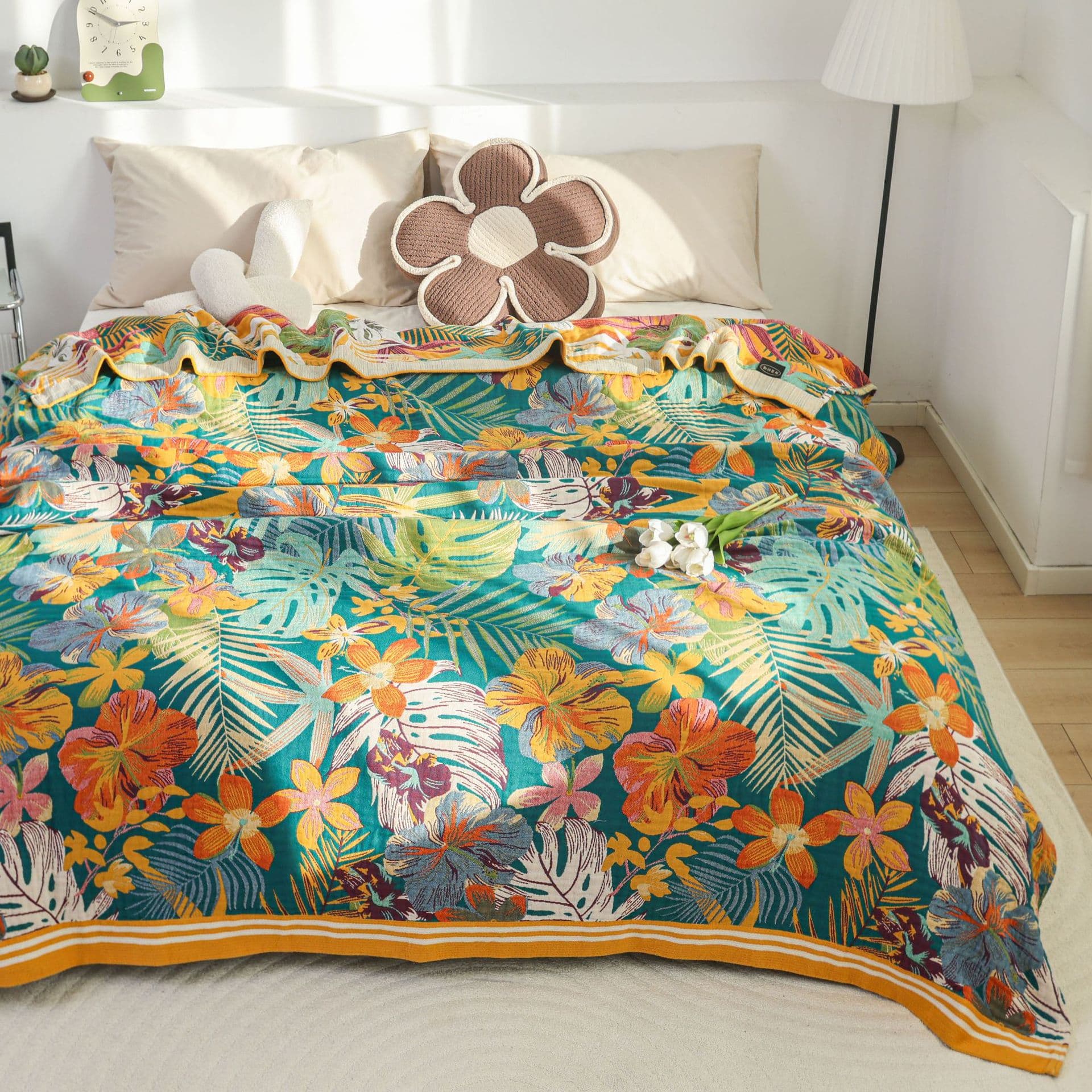 2025 New Style 100% Cotton Printed Simple Sofa Towel, Suitable for All Seasons, Extra Large Multifunctional Blanket