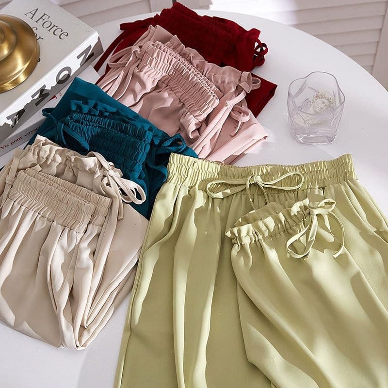 Ice Silk Quick-Dry Women's Sports Pants Summer Thin Loose High-Waist Slimming Casual Cuffed Wide-Leg Harem Pants