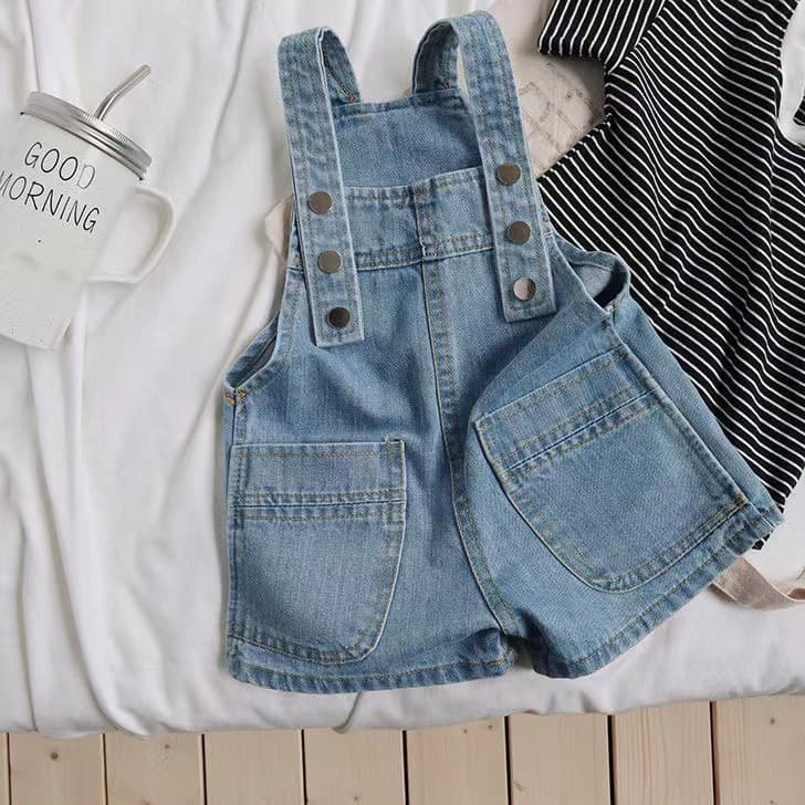 Children Denim Overall Shorts for Boys and Girls, Summer Loose Fit