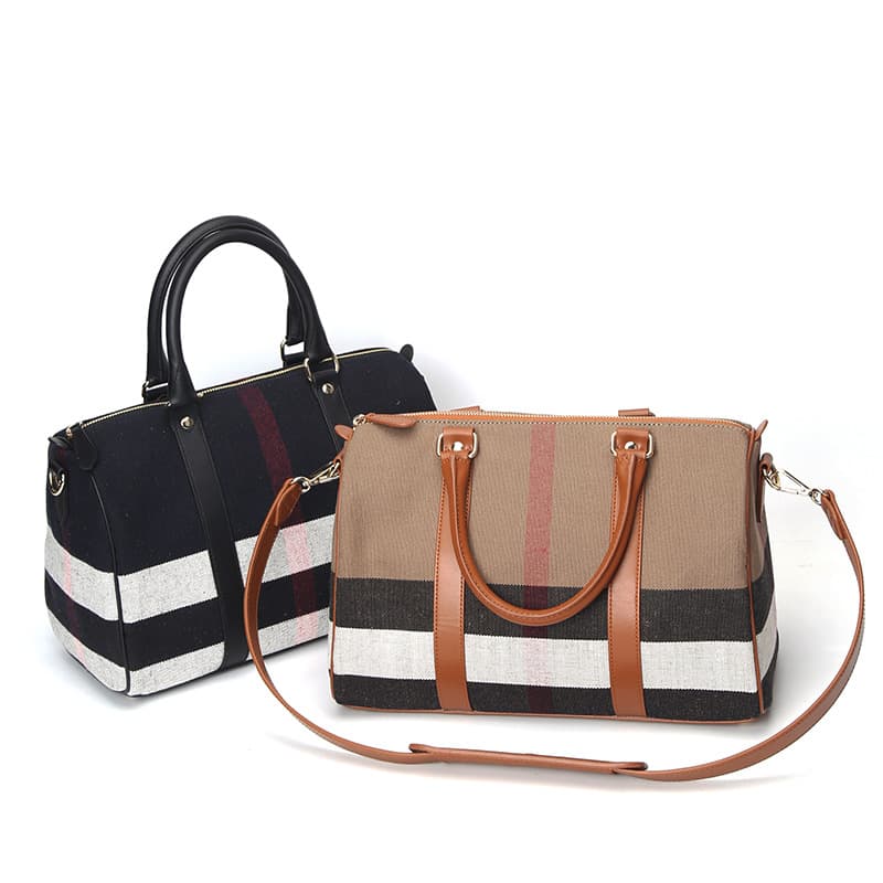 Export semi-handmade jute Boston pillow bag with cowhide AliExpress cross-border travel bag large capacity commuter bag