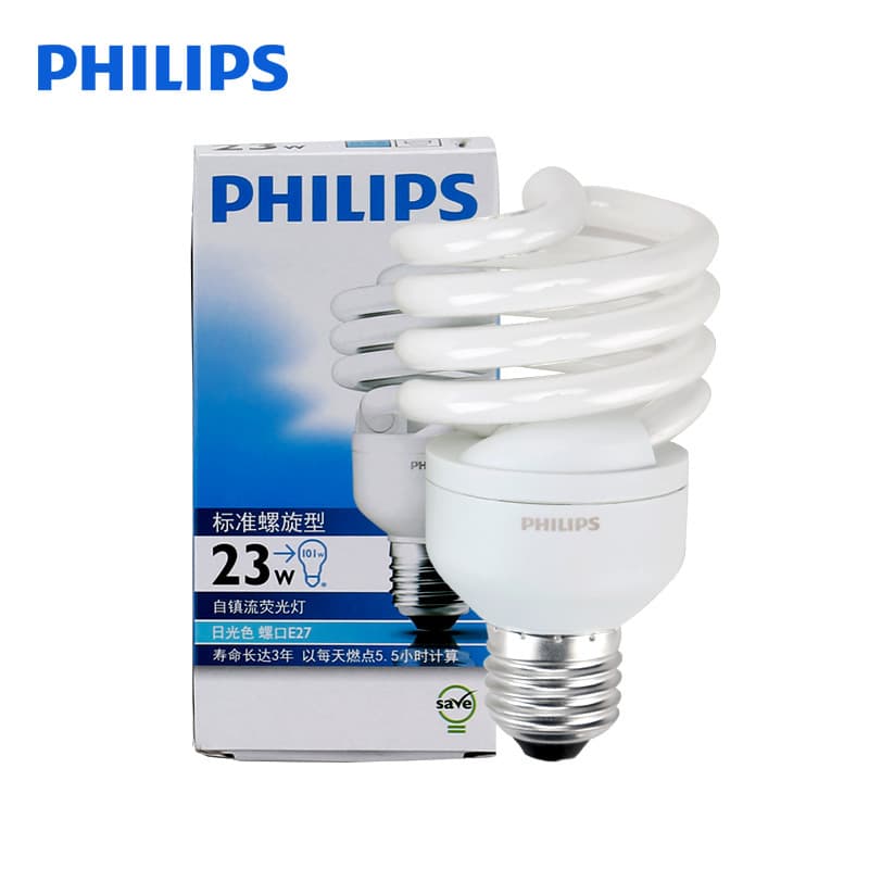 Philips Energy Saving Spiral Bulb E27/E14 Socket Fluorescent Lamp, Ultra-Bright Daylight Replacement for Home Use