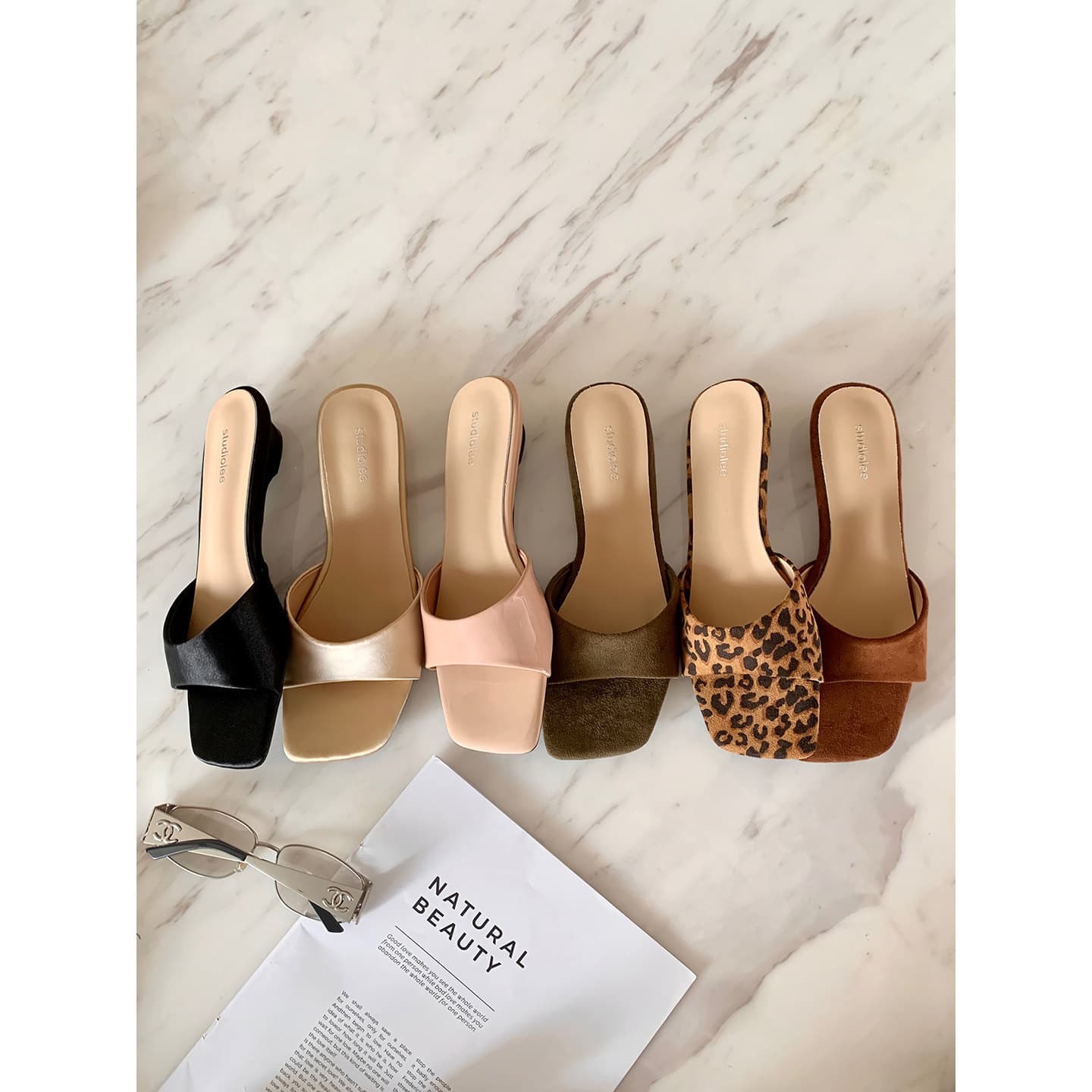 Grape Ma Same Style Wedge One-Strap Sandals for Women Summer Outdoor French Square Toe Wide One-Strap Leopard Print Mule Slippers