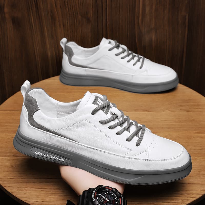 Men's Shoes 2026 New Fashion Versatile Casual Leather Shoes, Soft Sole Men's Autumn Sports White Work Shoes Small Leather Shoes