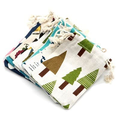 Wholesale Mosquito Repellent Sachet Small Cotton Drawstring Bag Printed Cotton Linen Pouch for Herbal Medicine Packaging Empty Bag Stock