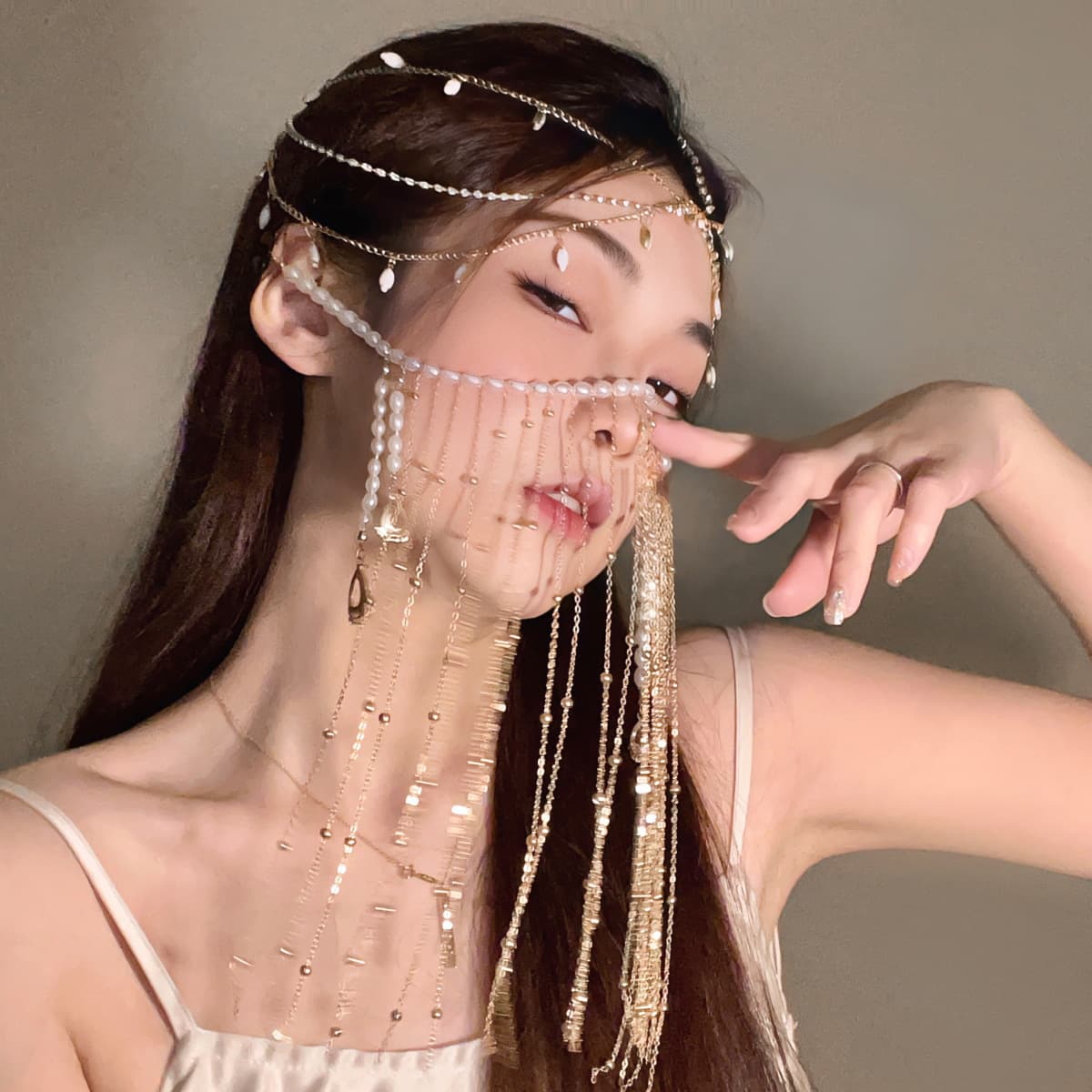 Traditional Chinese Style Hair Clip Face Covering Curtain Tassel Veil Women's Hair Accessory Super Fairy Tale Headwear
