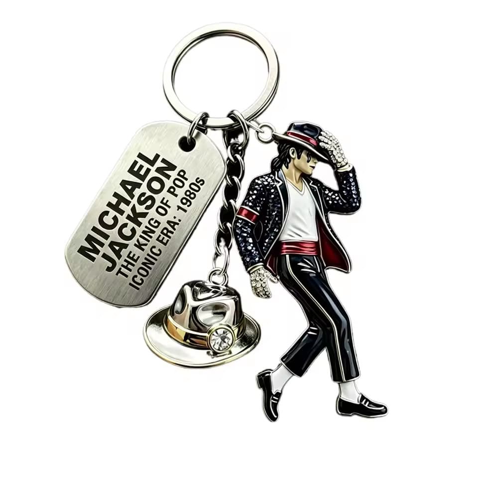 Michael Jackson classic action keychain, double-sided transparent acrylic pendant, fan collectible small accessory