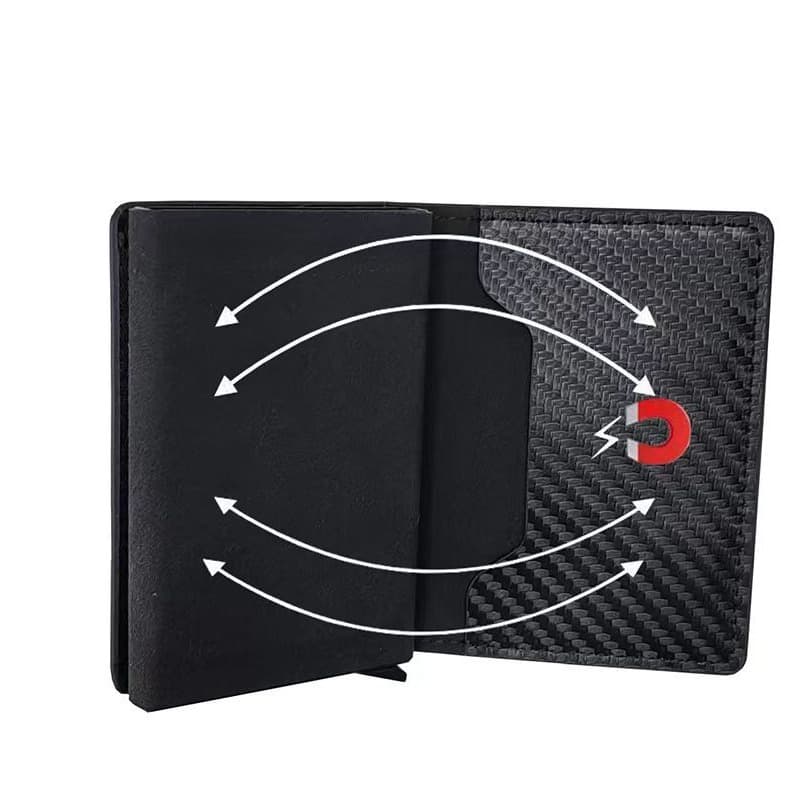 Cross-border magnet closed anti-theft brush men's wallet RFID multi-card slot wallet ultra-thin carbon fiber card holder