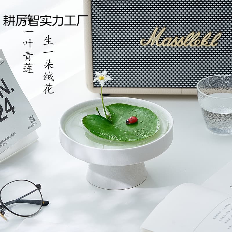 One-Leaf Lotus Hydroponic Plant Chinese Zen Style Potted Landscape Aquatic Plant Floating Duckweed Water Flower
