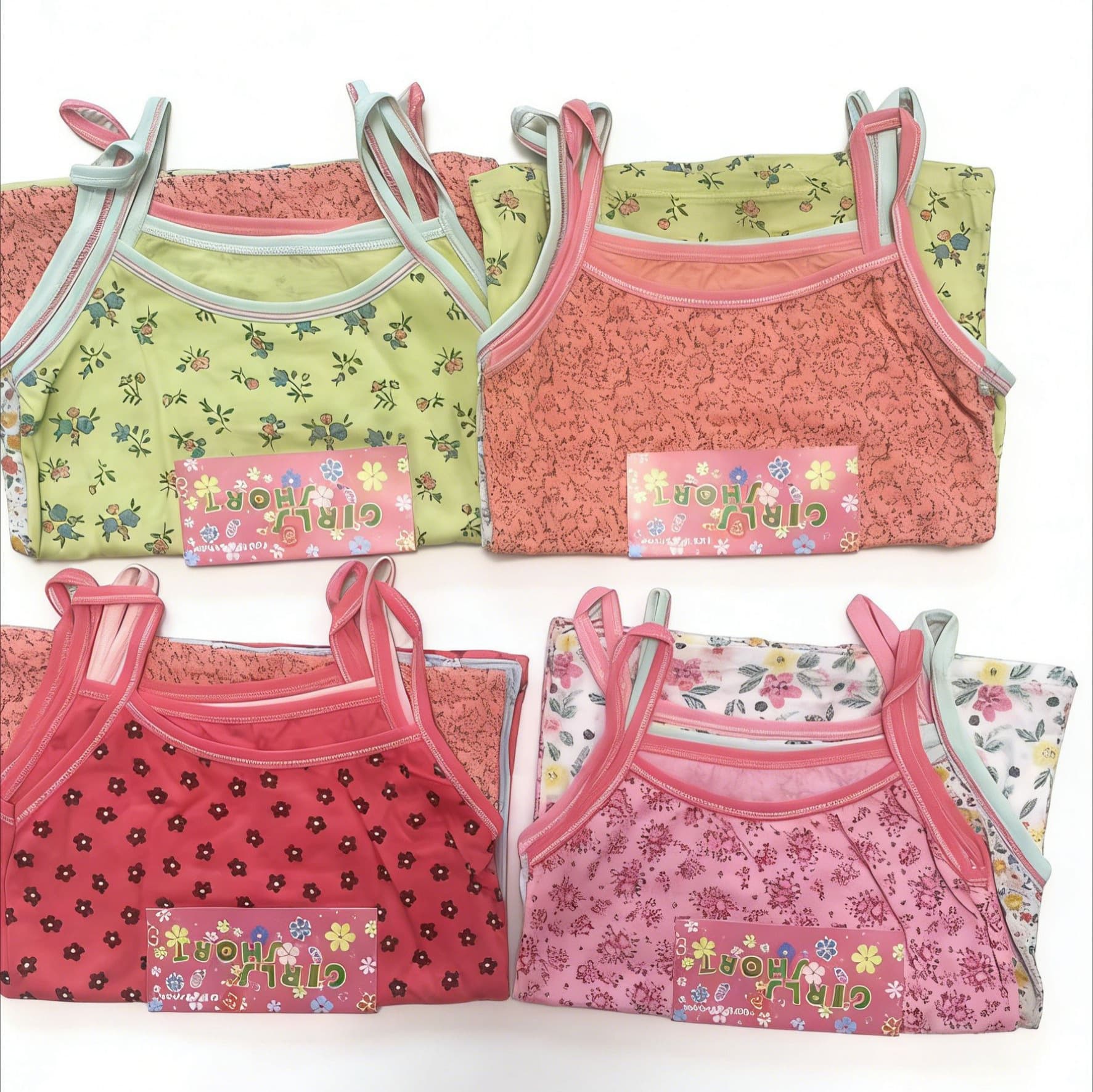 Girls' Vest - Pure Cotton Floral Print Cotton Camisole for Toddlers and Kids