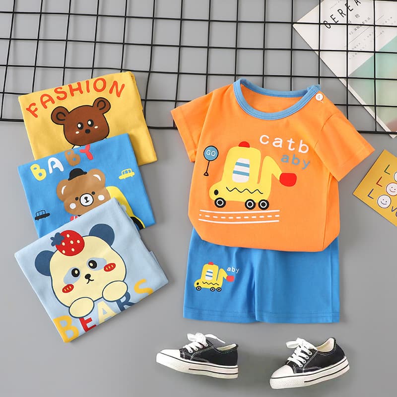 Kids Short Sleeve Set Summer Cotton Baby Boy Clothes New Girl Thin T-Shirt Summer Kids Wear