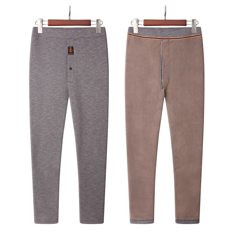 Autumn and Winter Men's Warm Integrated Pants, Australian Fleece, Fleece-Lined Thick Slim Fit for Middle-Aged and Elderly, Wholesale