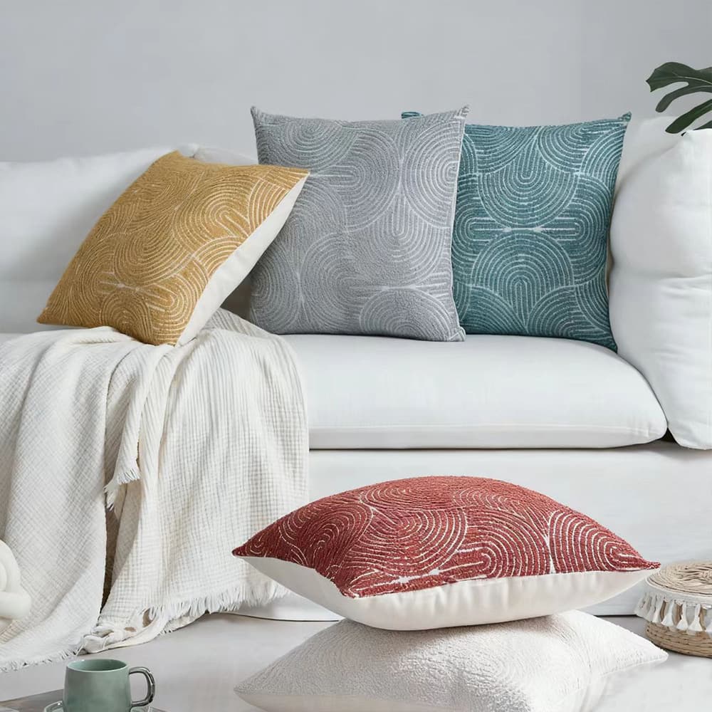 ins chenille yarn dyed jacquard pillow cover Christmas red Xiangyun solid color sofa cushion cover 45x45cm Christmas