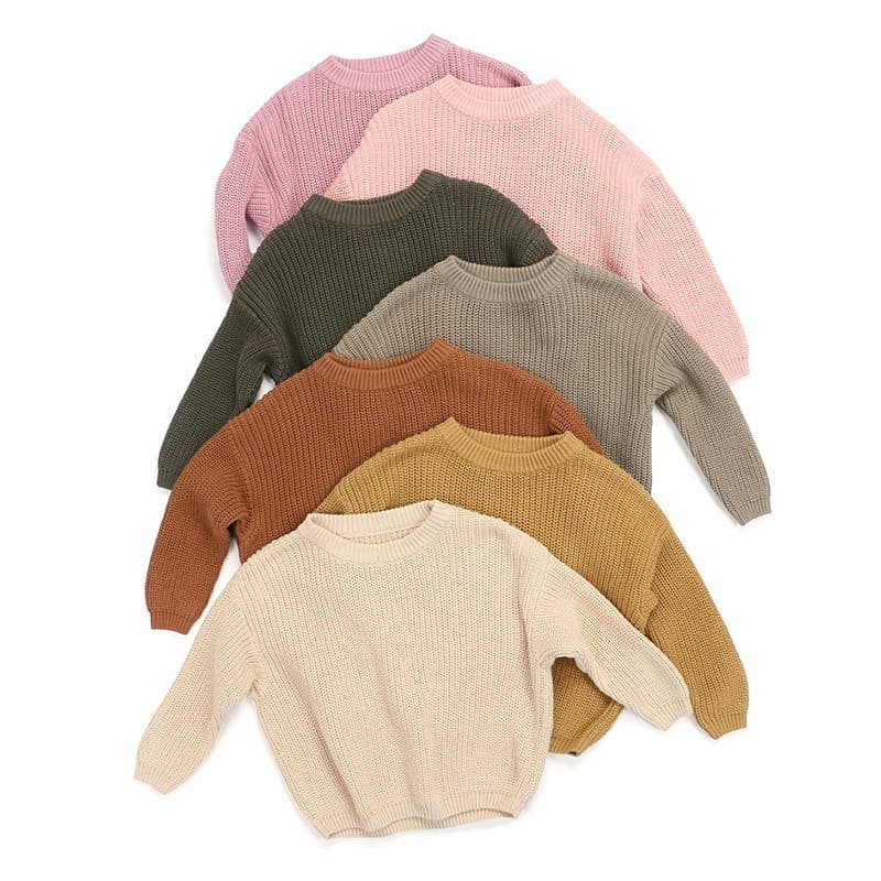 2025 Autumn/Winter Children's Knit Sweater Simple Solid Color Pullover Base Layer Knit Top Baby Sweater