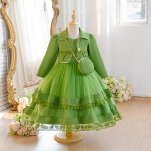 Children's Formal Dress Set New Girls Three-Piece Princess Dress Lace Embroidered Photo Shoot Dress Little Girl Performance Suit