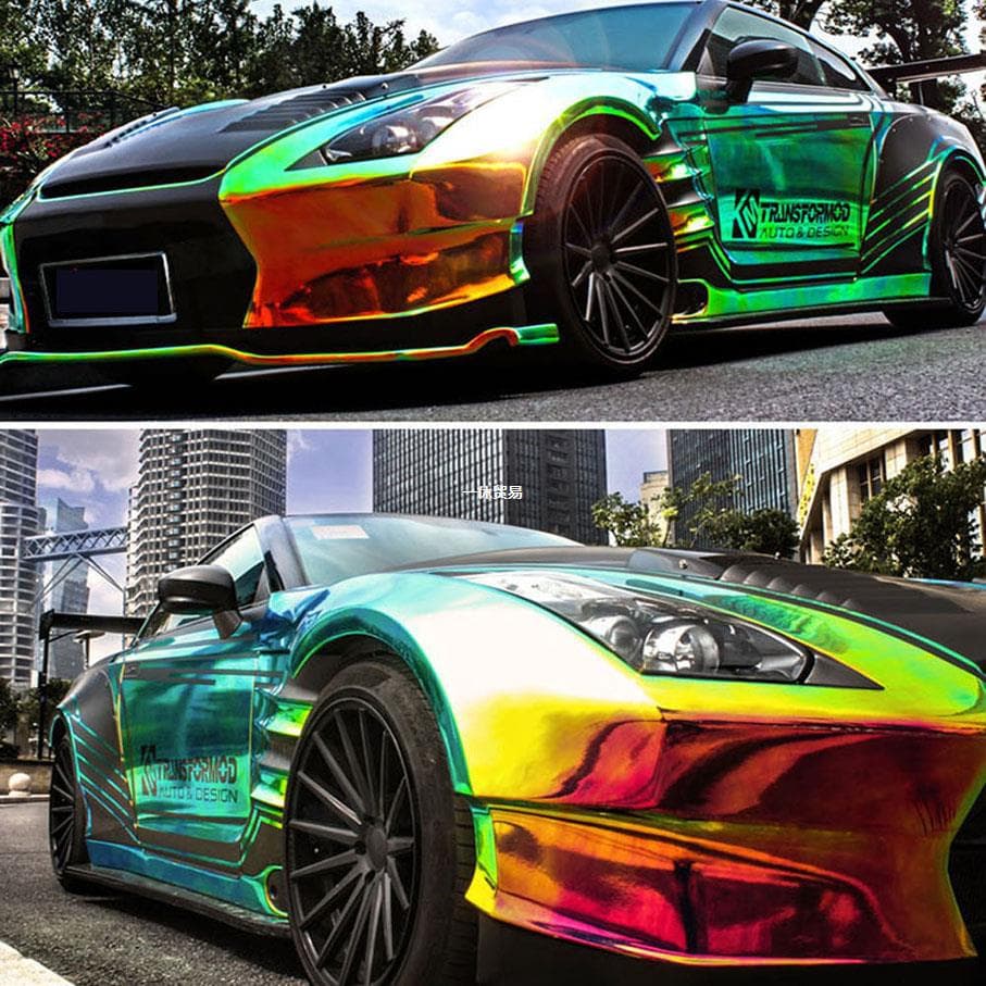 Car Color Change Film Iridescent Electroplated Laser Car Film Full Body Glossy Color-Changing Mirror Rainbow Wrap Modification